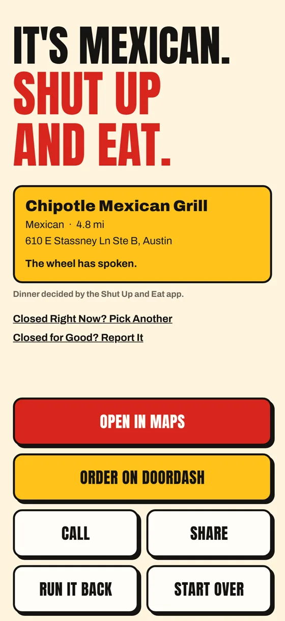 The verdict: It's Mexican. Shut up and eat.